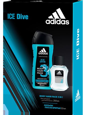 Косметические наборы для ухода Adidas Набор М ice dive лосьон после бритья 50 мл + гель для душа 250 мл