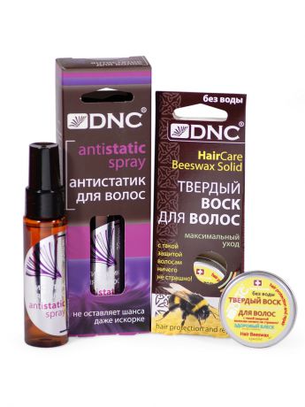 Косметические наборы для ухода DNC Набор для ухода за волосами: Твердый воск (15 мл); Антистатик для волос (спрей, 30 мл)
