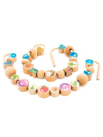 Сортеры Игрушки из дерева Развивающая игрушка бусы "Ассорти" 48 штук