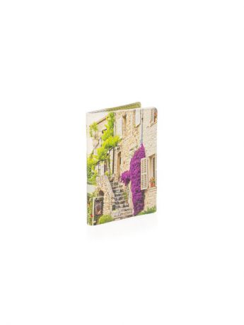 Обложки Eshemoda Обложка на паспорт с кожаной вставкой "Прованс лестница"