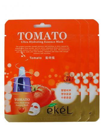 Тканевые маски и патчи EKEL Набор тканевых масок с экстрактом томата, 25гр*3 шт.