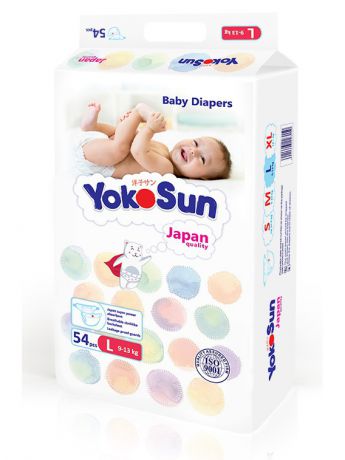 Подгузники детские YokoSun Подгузники YOKOSUN на липучках, размер L (9-13 кг), 54 шт