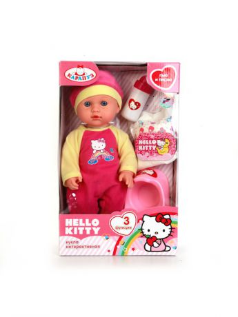 Куклы Карапуз Пупс Карапуз "Hello Kitty" 30см, 3 функции, пьет и писает, с аксессуарами.