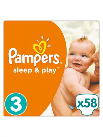 Подгузники детские Pampers Подгузники Pampers Sleep & Play 5-9 кг, 3 размер, 58 шт.