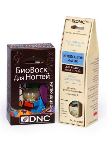 Косметические наборы для ухода DNC Набор для ухода за руками и ногтями: Кокосовое масло (60 мл), Биовоск Укрепляющий (6 мл)
