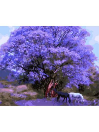 Наборы для рисования Цветной Картины по номерам Две лошади под сиреневым деревом