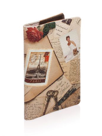 Обложки Eshemoda Обложка на паспорт с кожаной вставкой "Письма"