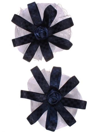 Резинки Радужки Банты из синей ленты с широким белым воланом на резинке, набор 2 штуки