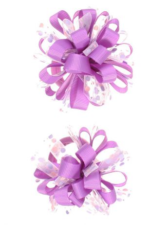 Резинки Радужки Банты из ленты на резинке в разноцветный горох, набор 2 штуки, фиолетовый