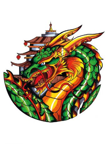 Временные татуировки МнеТату Временное тату Дракон зеленый