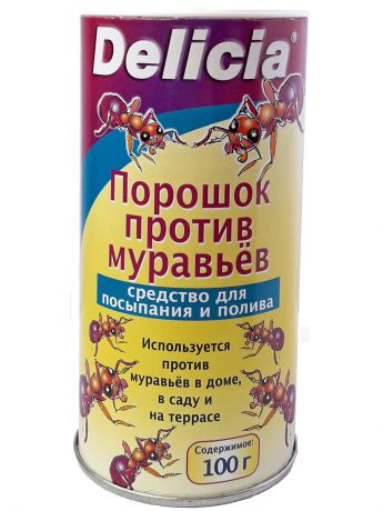 Защита от насекомых Delicia Порошок против муравьев, средство для посыпания и полива, 100г