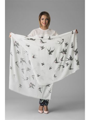 Платки Nothing but Love Воздушный платок с принтом ласточка и короткой бахромой, 184 x 90 см.
