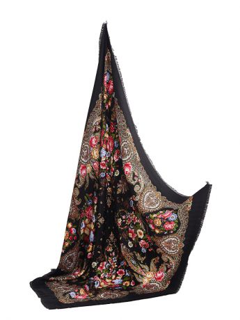 Платки Nothing but Love Яркий платок с павлопосадским узором и бахромой, 96 x 96 см.