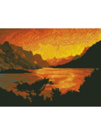 Наборы для поделок Цветной Алмазная мозаика Закат на озере в горах