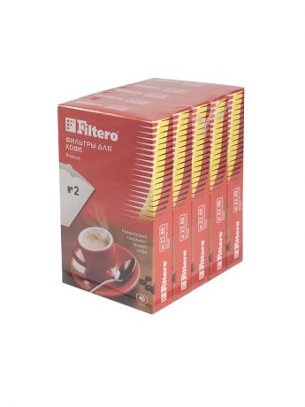 Аксессуары для кофемашин Filtero Комплект фильтров для кофеварок  Premium №2/200 фильтров в одной упаковке