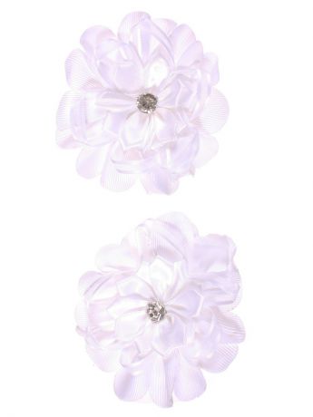 Резинки Радужки Банты - цветочки со стразиком на резинке, белые, набор 2 штуки