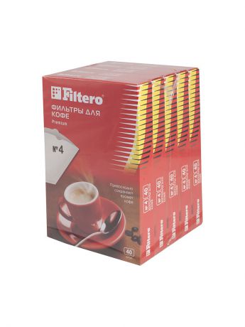 Аксессуары для кофемашин Filtero Комплект фильтров для кофеварок  Premium №4/200 фильтров в одной упаковке