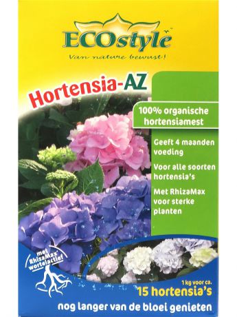 Удобрения ECOstyle Натуральное органическое удобрение "Hortensia-AZ" для любых сортов гортензий, 1кг на 10 кв. м
