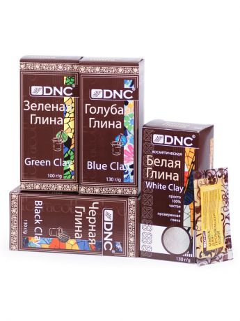 Косметические наборы для ухода DNC Набор косметической глины: Зеленая, Черная, Голубая, Белая и маска Детокс для лица в подарок