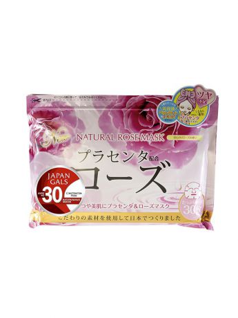 Тканевые маски и патчи Japan Gals Japan Gals Курс натуральных масок для лица с экстрактом розы 30 шт