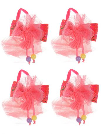 Резинки Радужки Бантики для волос на длинных резинках бантик с вишенками, набор 2 по 2 шт, малиновые