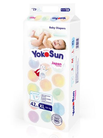 Подгузники детские YokoSun Подгузники YOKOSUN на липучках, размер XL (13-20кг), 42 шт