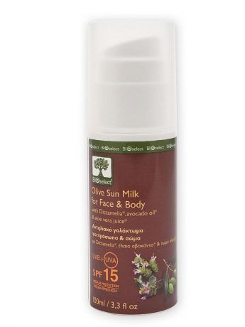 Молочко BIOSelect Оливковое солнце защитное  молочко с уровнем защиты 15