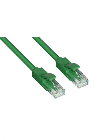 Кабели GCR Патч-корд прямой 2.0m UTP кат.5e, зеленый, литой, ethernet high speed 1 Гбит/с, RJ45, T568B