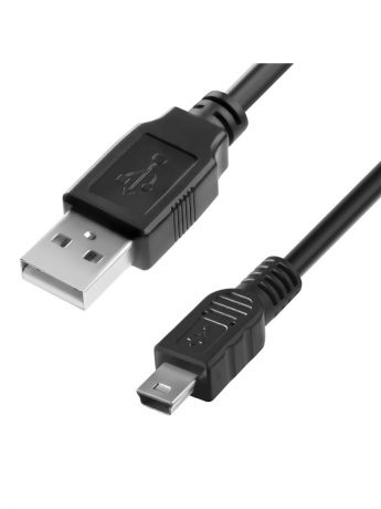 Кабели GCR Кабель mini USB 2.0 1.5m черный, 28/24 AWG, AM / mini 5P, экран, армированный, морозостойкий