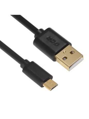 Кабели GCR Кабель micro USB 2.0 0.3m черный, AM/microB 5pin, экран, армированный, морозостойкий