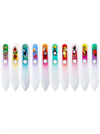 Пилки для ногтей BOHEMIA Набор пилочек  стеклянных маникюрных  с ручной росписью ANIMALS,  10шт, микс,  90 мм