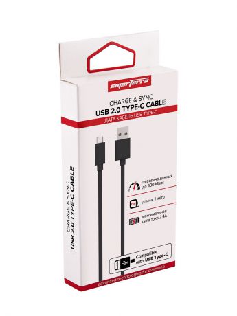 Кабели SMARTERRA Usb-кабель Smarterra STR-TC001 USB type C (1м, PVC, черный)