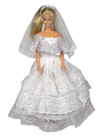 Аксессуары для кукол Модница. Свадебное платье из шелка с фатой для куклы 29 см