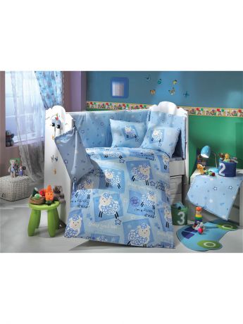 Постельное белье HOBBY HOME COLLECTION Кпб детское поплин с покрывалом "LITTLE SHEEP" голубое