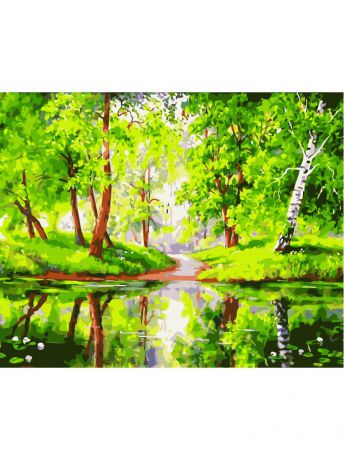 Наборы для рисования Цветной Картины по номерам Озеро в лесу