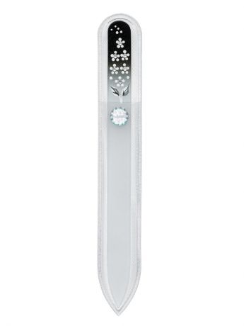 Пилки для ногтей SW Пилочка стеклянная маникюрная BLACK&WHITE со стразами SWAROVSKI, 1шт, черно-белый, 140 мм