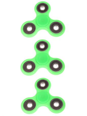 Фиджет спиннеры Радужки Спиннер с черными вставками однотонный, зеленый, набор 3 штуки