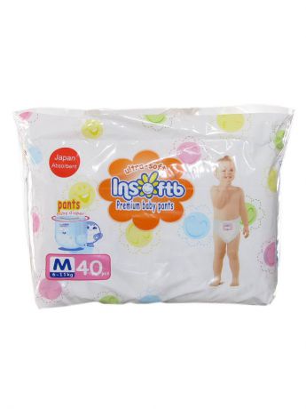 Подгузники детские Insoftb Трусики-подгузники Insoftb (ИнсофтБи), Premium, Ultra-soft, размер M, от 6 до 11 кг., 40 шт.
