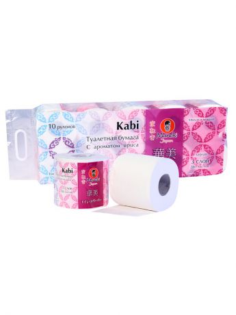 Туалетная бумага Maneki Бумага туалетная  Kabi 3 слоя, 39,2 м, с ароматом Ириса, 10 рул/упак