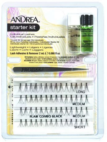 Накладные ресницы Andrea. Andrea 25150 Perma Lash Starter Kit Стартовый набор (пучки комбинированные, пинцет, клей, удалитель)