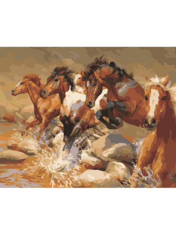 Наборы для рисования Цветной Картины по номерам Табун лошадей