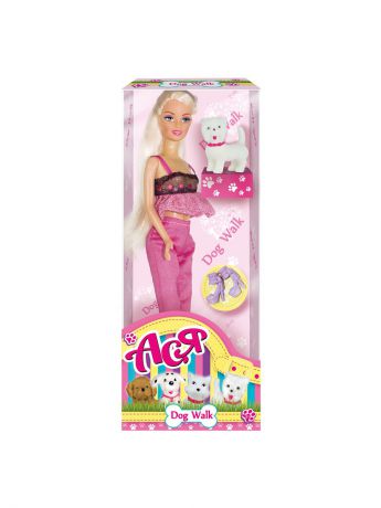 Куклы Toys Lab Кукла Ася  Блондинка в розовом  Прогулка с щенком