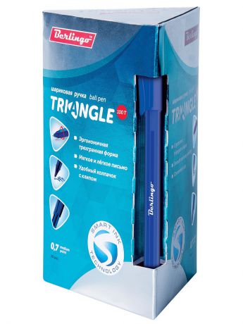 Ручки Berlingo Набор шариковых ручек (30 шт) "Triangle 100T" синяя, 0,7мм, трехгран., игольчатый стержень