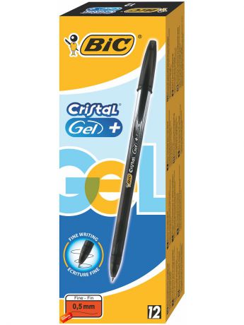 Ручки BIC Ручка гелевая BIC Cristal Gel+ черная, 12 штук