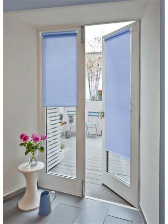 Рулонные шторы Kauffort Миниролло на балконную дверь, голубой, размер: 62х215 см