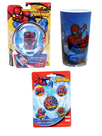 Фонари игрушечные Spider-Man Набор из 7-ми предметов Spider-Man: игрушка фонарик, пластиковый стакан, 5 значков