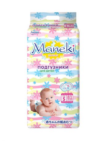 Подгузники детские Maneki Подгузники , Размер S, 4-8 Кг, 81 Шт/Упак