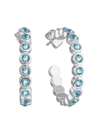 Серьги Mademoiselle Jolie Paris Серьги-кольца Rondelle с нежно-голубыми кристаллами Swarovski в родии