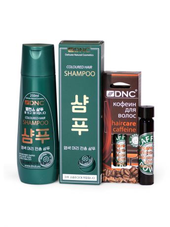 Косметические наборы для ухода DNC Набор для ухода за волосами: Шампунь для окрашенных (без SLS, 250 мл) и Кофеин для волос (26 мл)
