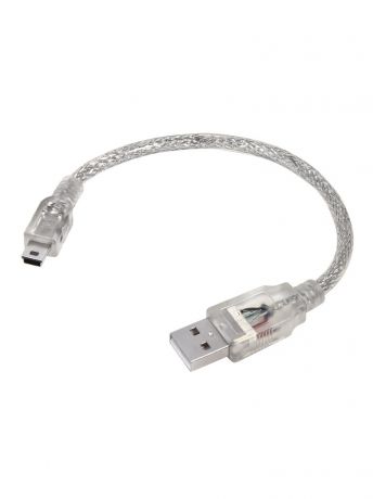 Кабели GCR Кабель mini USB 2.0  5.0m прозрачный, 28/24 AWG, AM / mini 5P экран.
